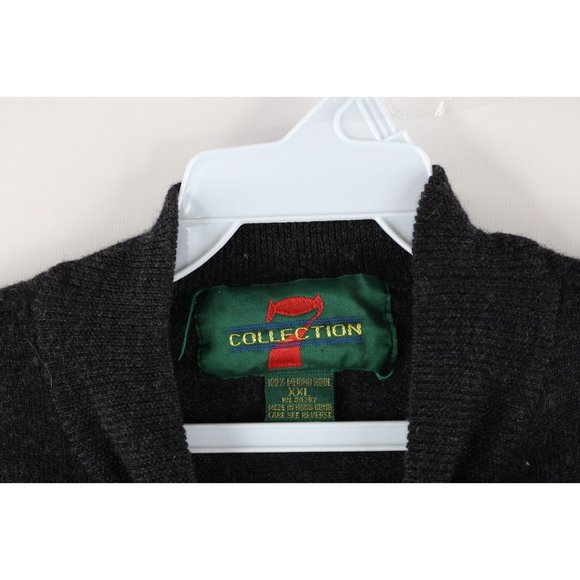 Vtg 90s Streetwear Womens 2XL Blank Wool Knit Mock Neck Sweater Charcoal Gray - Picture 4 of 7